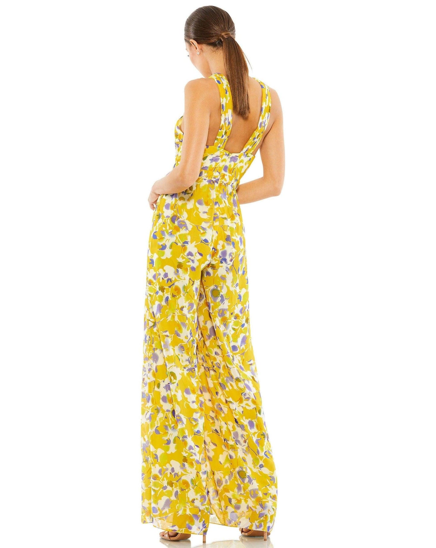 Mac Duggal Formal Floral Print Halter Jumpsuit 55433 - The Dress Outlet