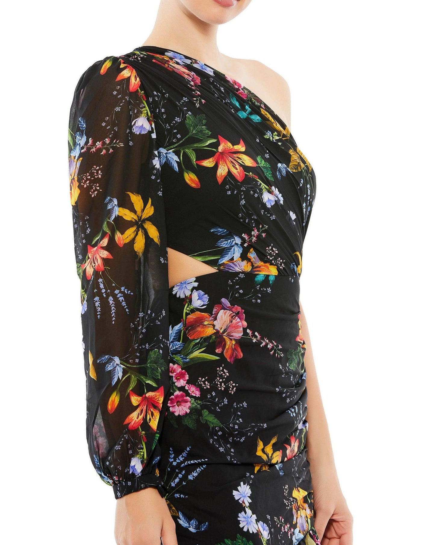 Mac Duggal High Low One Shoulder Floral Dress 55668 - The Dress Outlet