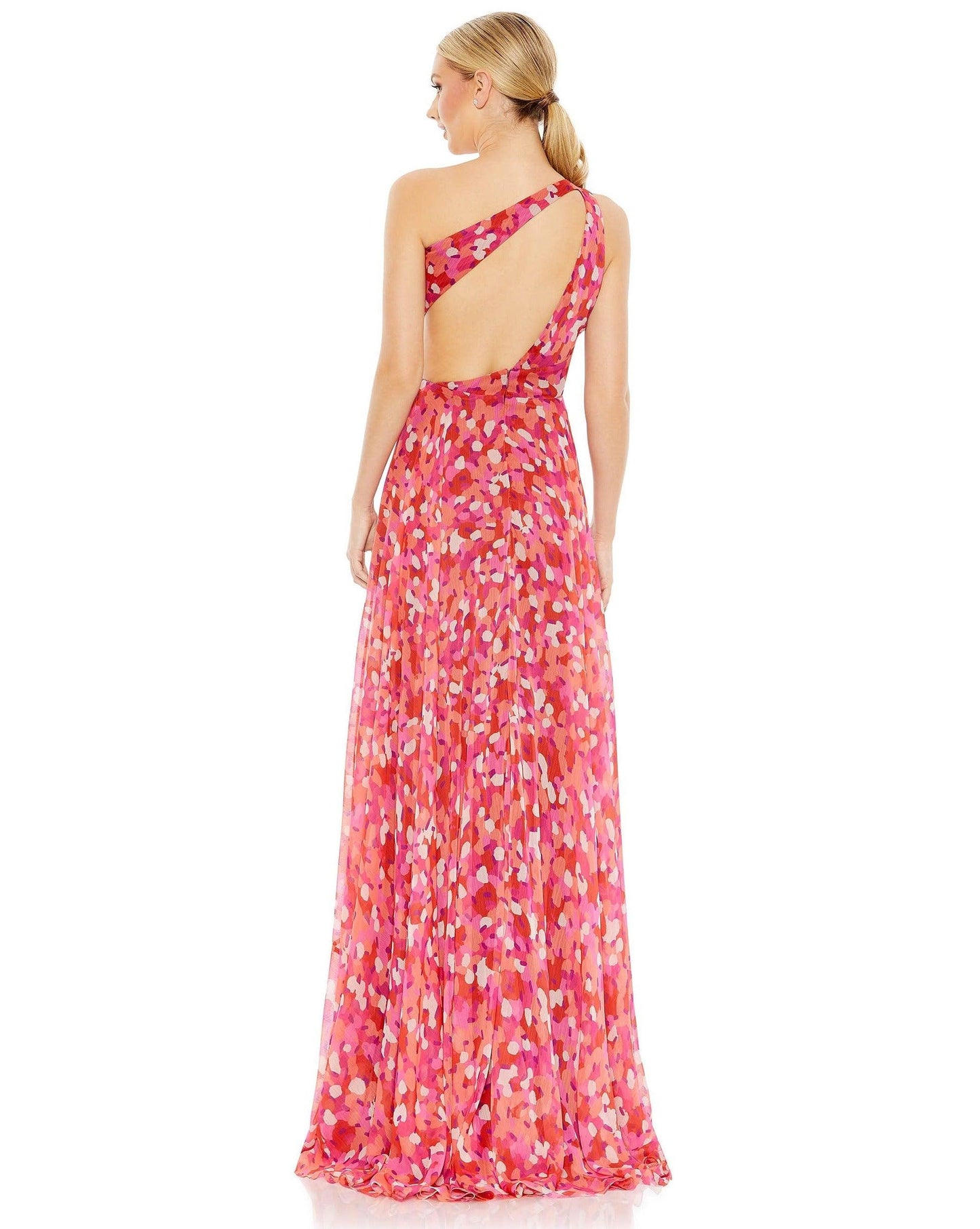 Mac Duggal High Low Printed Formal Prom Gown 9160 - The Dress Outlet