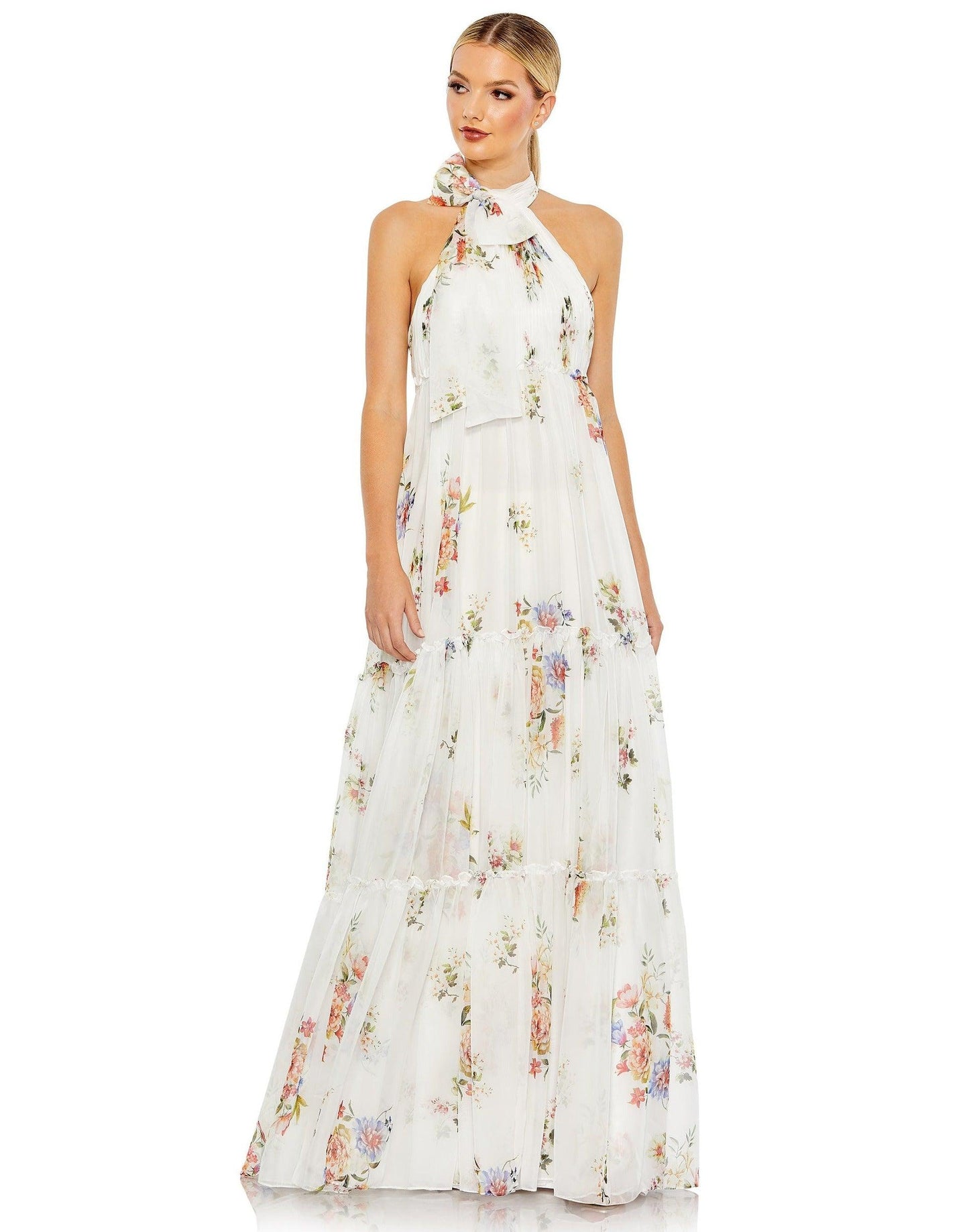 Mac Duggal Long Floral Halter Formal Dress 55814 - The Dress Outlet