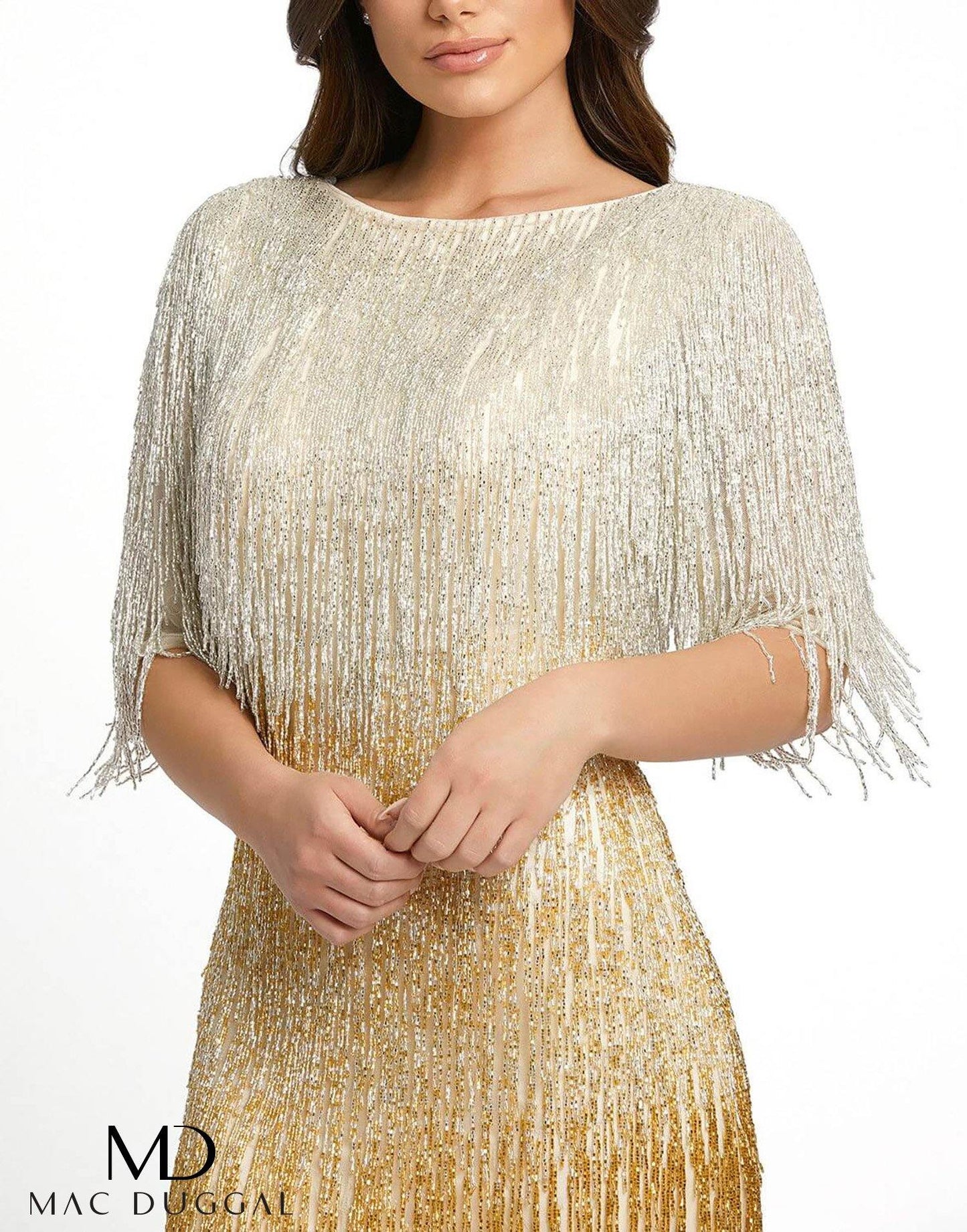 Mac Duggal Long Formal Beaded Evening Sheath Dress - The Dress Outlet