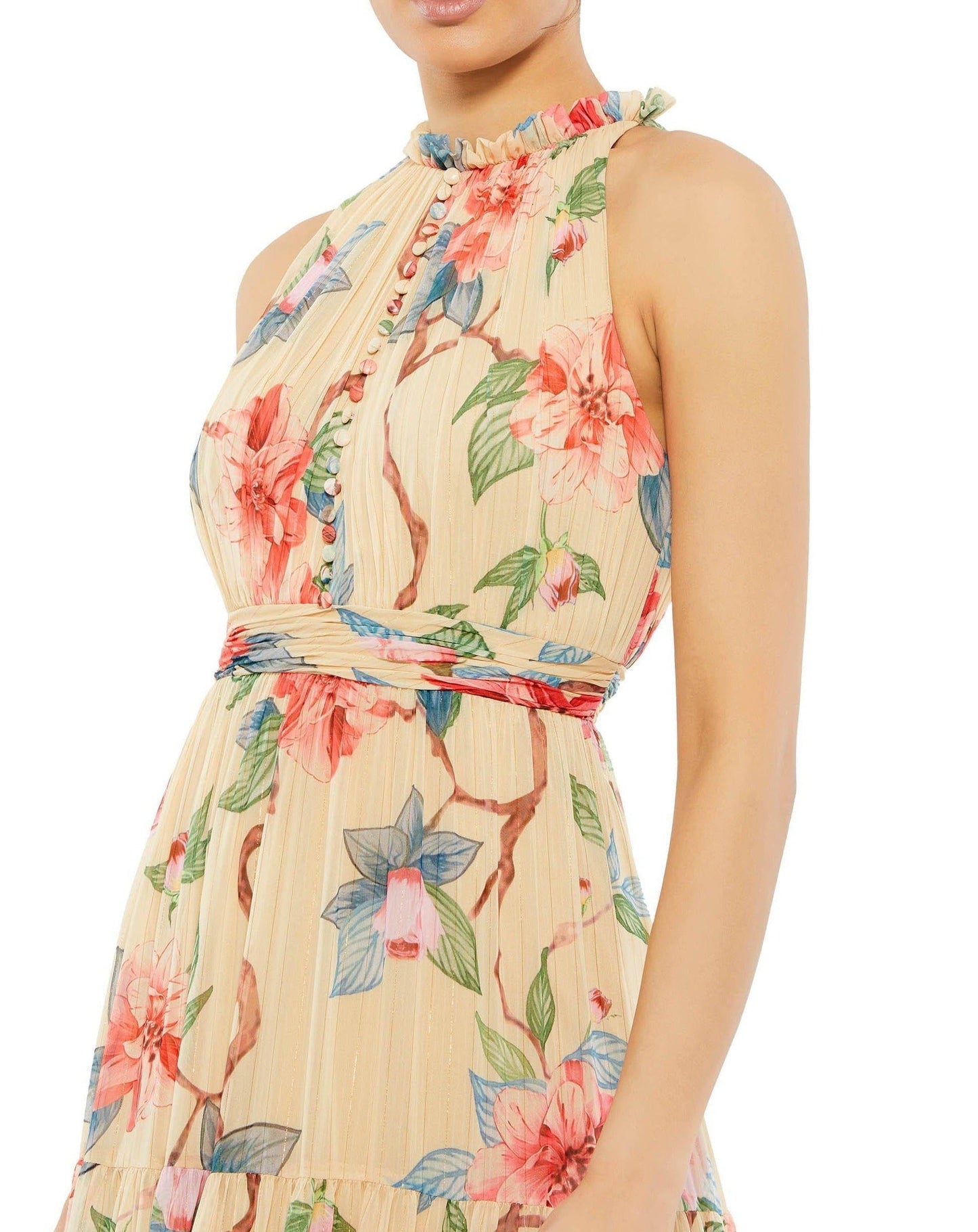 Mac Duggal Long Formal Halter Floral Dress 55429 - The Dress Outlet