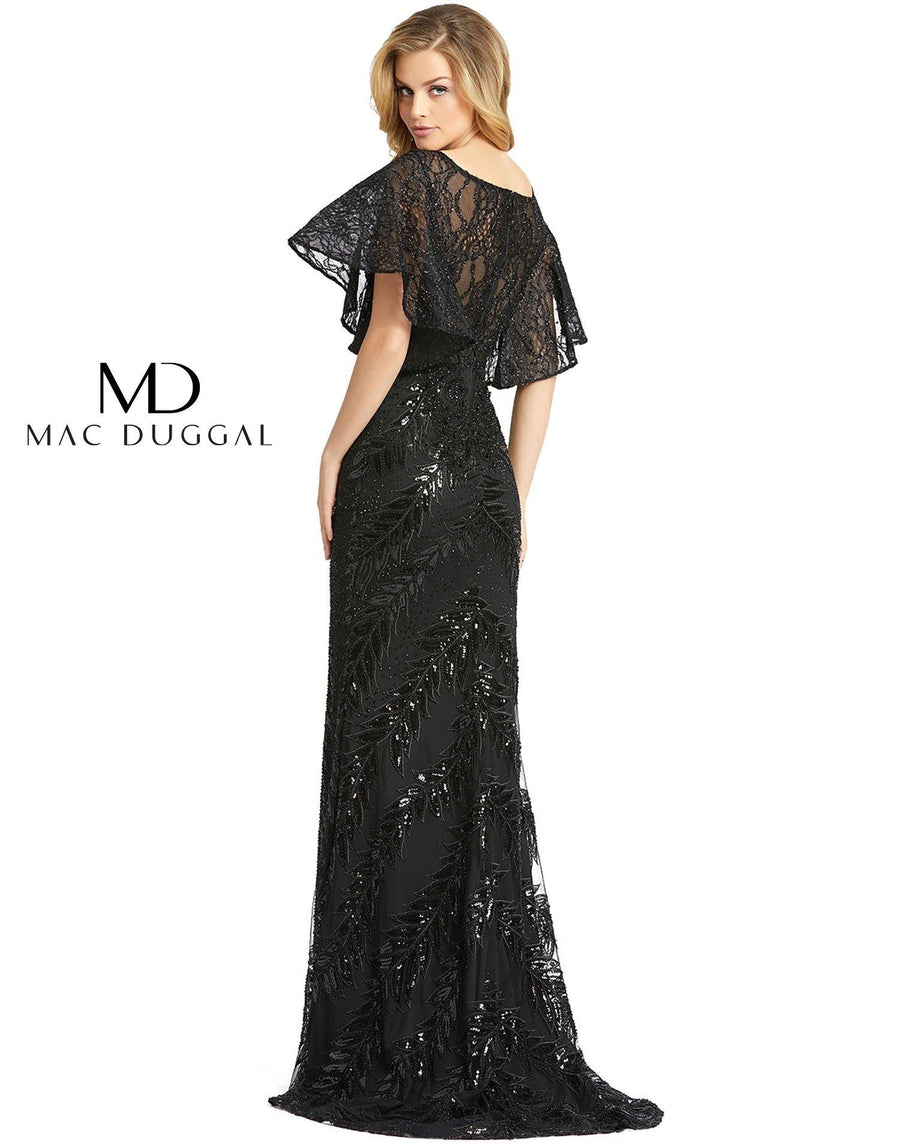 Mac Duggal Long Formal Short Sleeve Lace Dress - The Dress Outlet