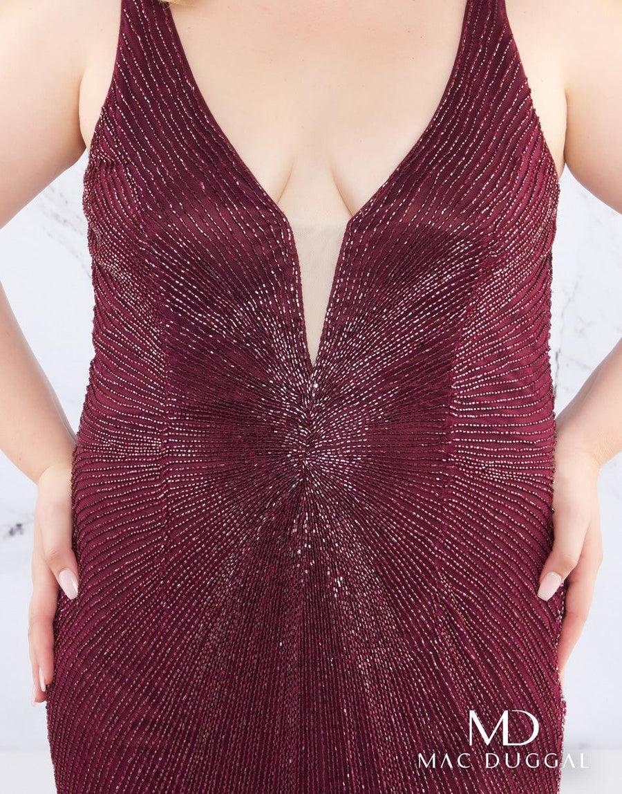 Mac Duggal Long Plunging V-Neckline Prom Plus Size Dress - The Dress Outlet Mac Duggal