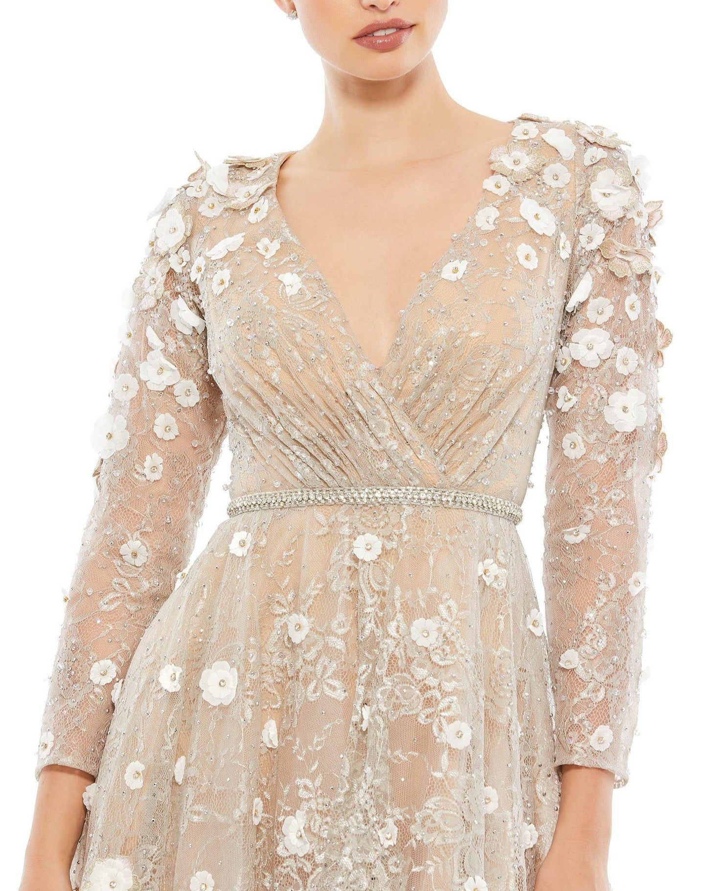 Mac Duggal Long Sleeve Floral Cocktail Dress 67387 - The Dress Outlet