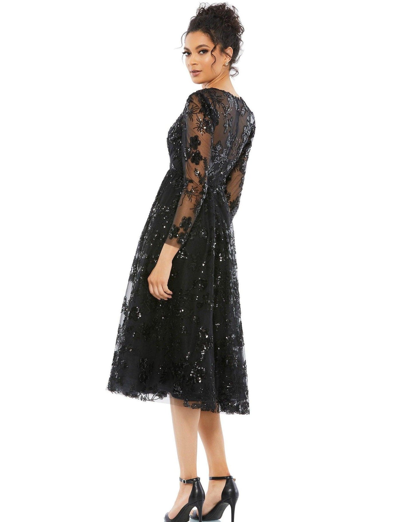 Mac Duggal Long Sleeve Floral Cocktail Dress 67951 - The Dress Outlet