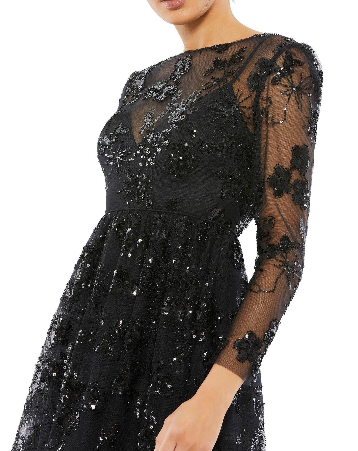 Mac Duggal Long Sleeve Floral Cocktail Dress 67951 - The Dress Outlet