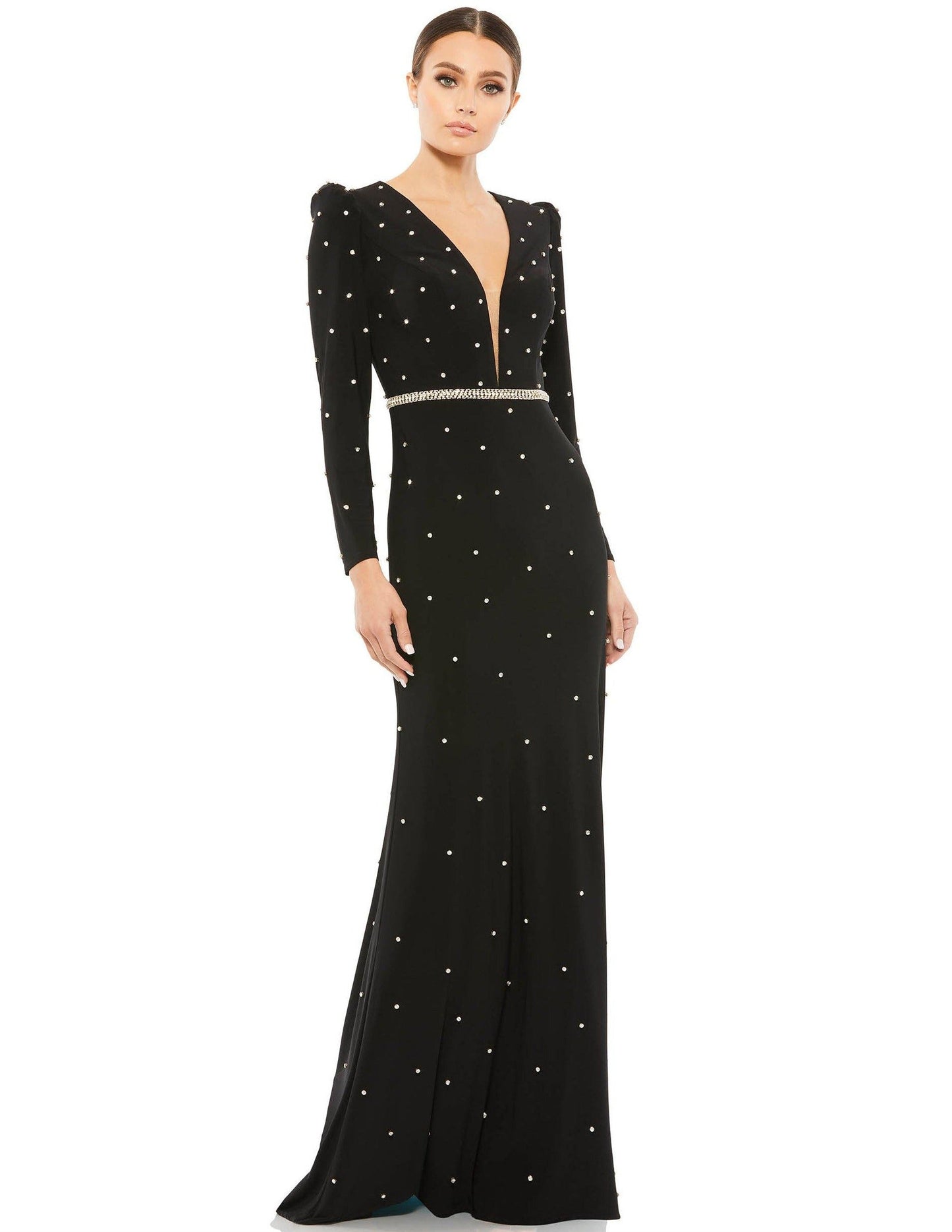 Mac Duggal Long Sleeve Formal Beaded Dress 67874 - The Dress Outlet