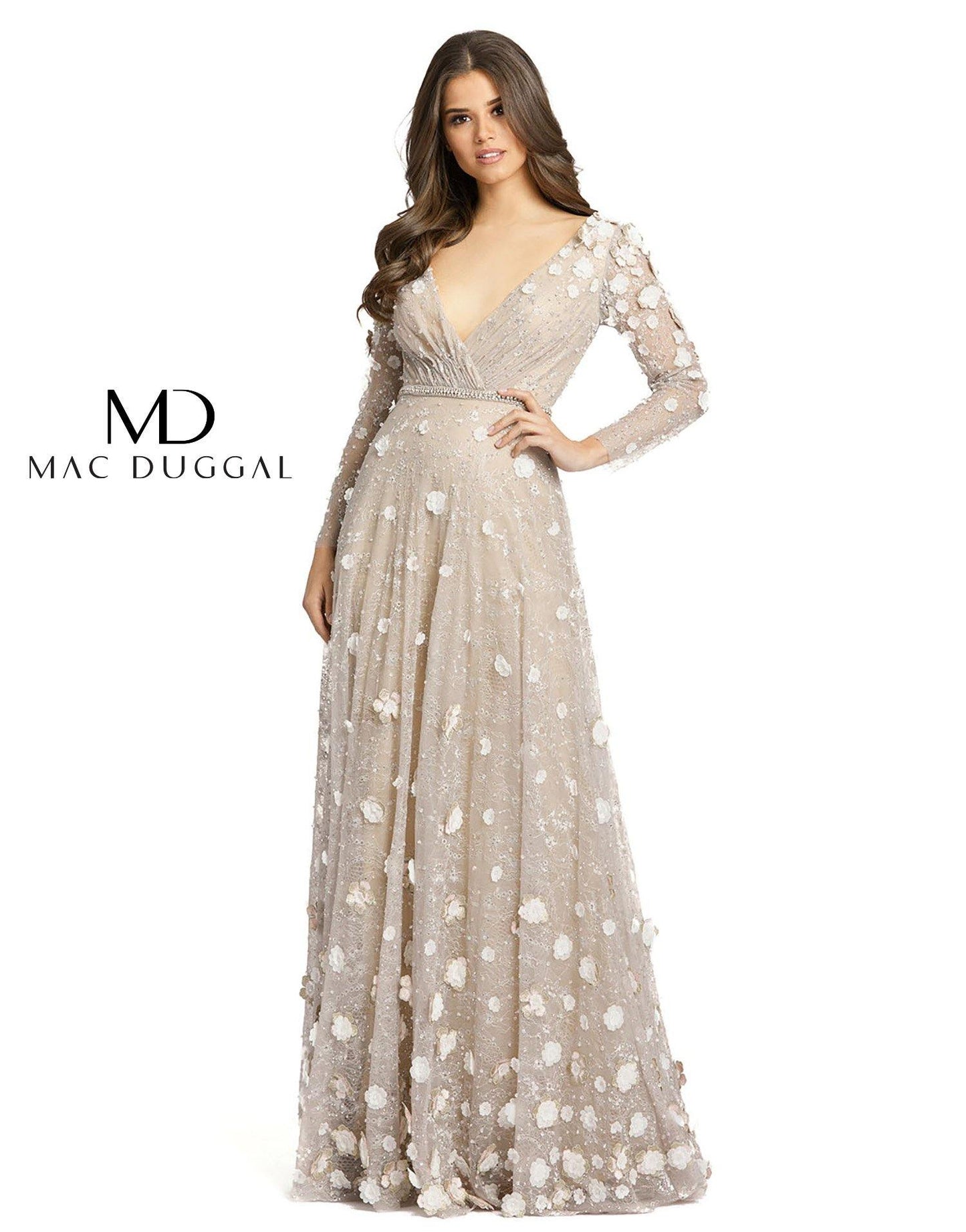 Mac Duggal Long Sleeve Formal Lace Dress 67503 - The Dress Outlet