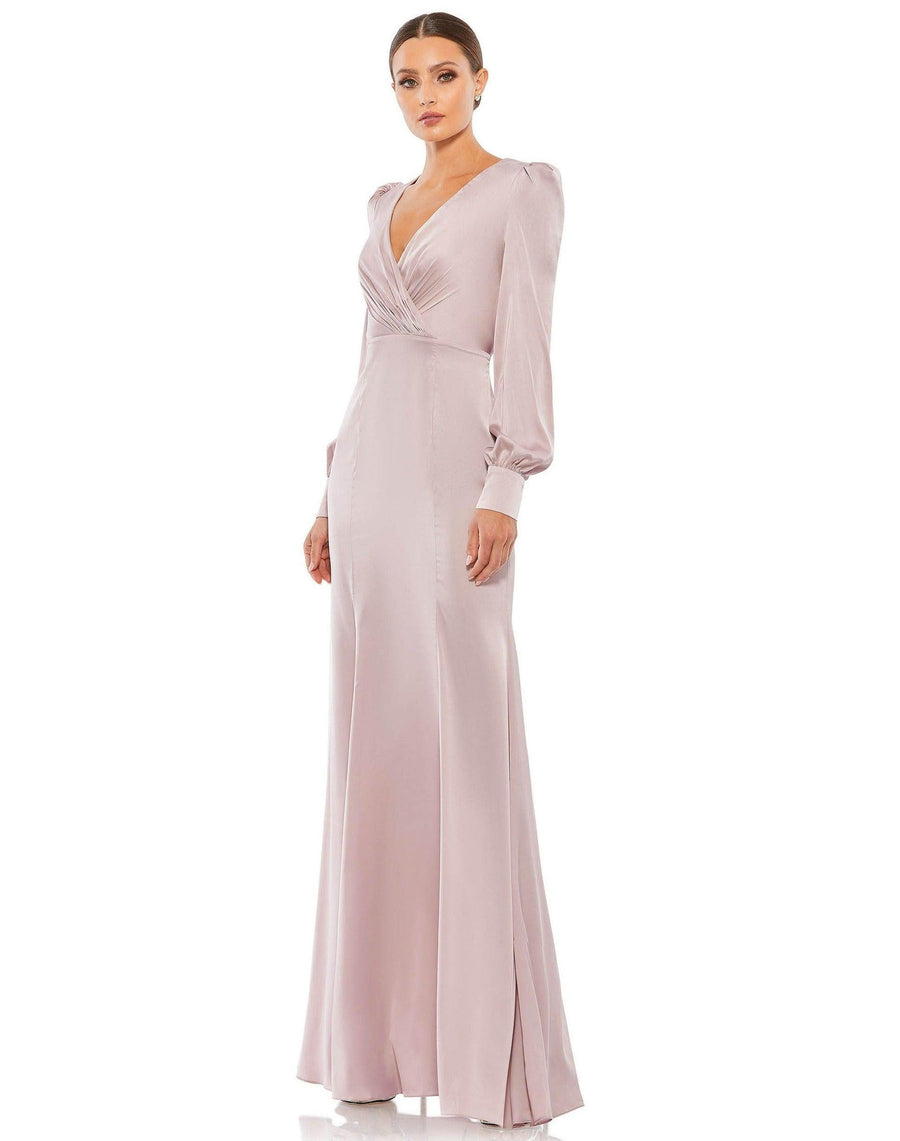 Mac Duggal Long Sleeve Formal Satin Dress 55635 - The Dress Outlet