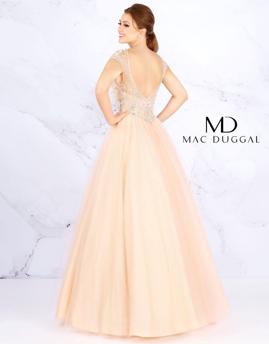 Mac Duggal Prom Long Cap Sleeve Ball Gown 40750H - The Dress Outlet