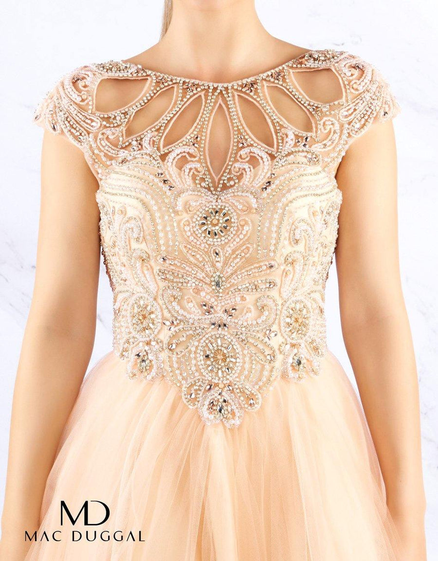 Mac Duggal Prom Long Cap Sleeve Ball Gown 40750H - The Dress Outlet