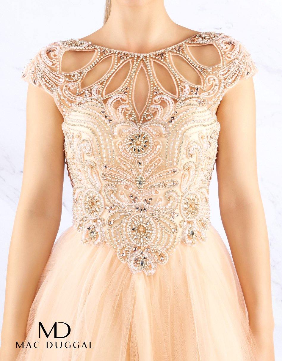 Mac Duggal Prom Long Cap Sleeve Ball Gown 40750H - The Dress Outlet