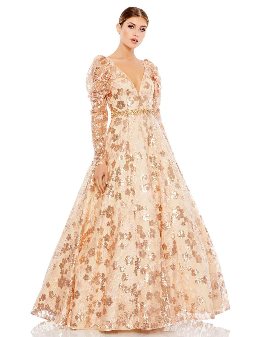 Mac Duggal Prom Long Sleeve Floral Dress 12458 - The Dress Outlet