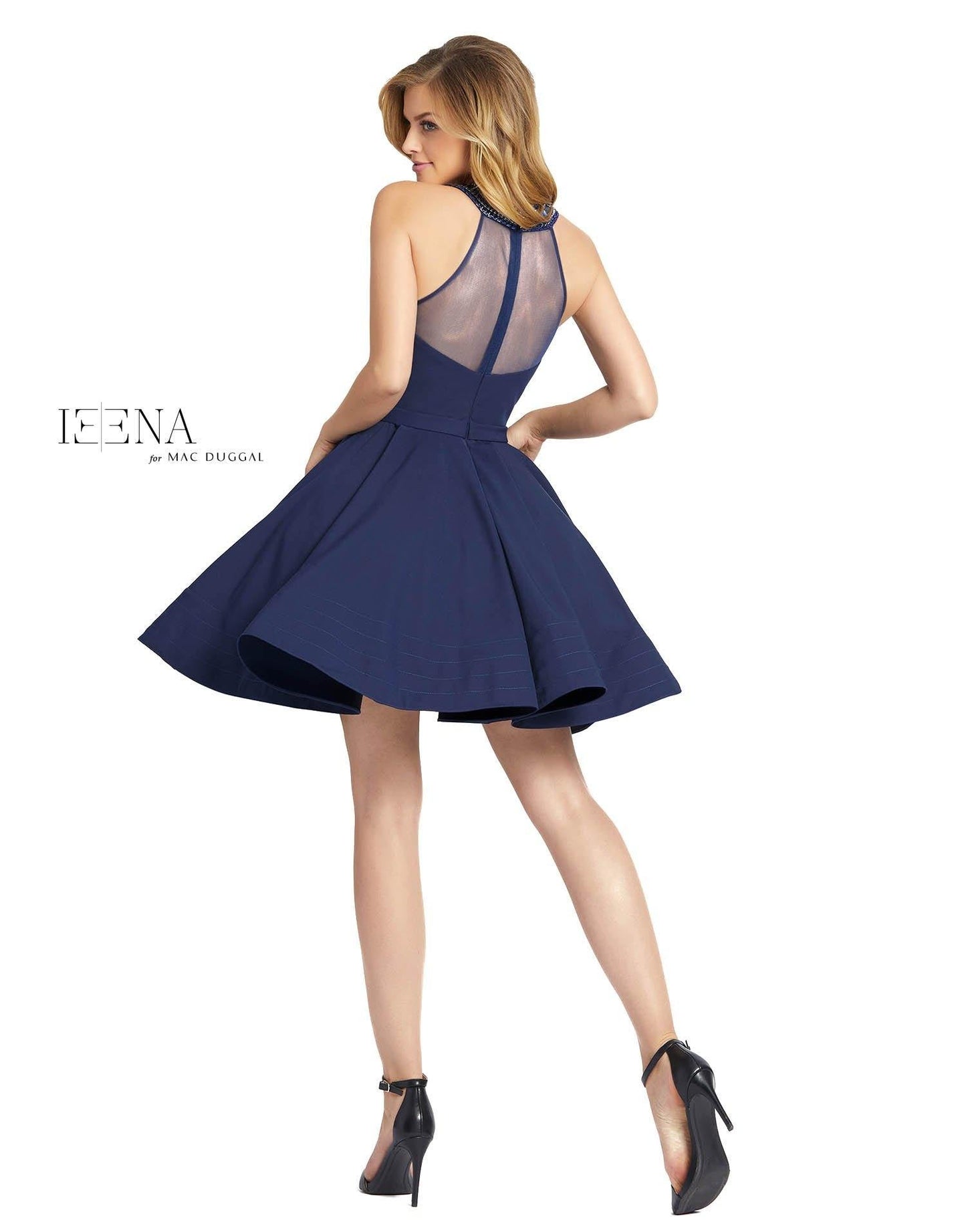 Mac Duggal Prom Short Beaded Halter Dress 48551I - The Dress Outlet