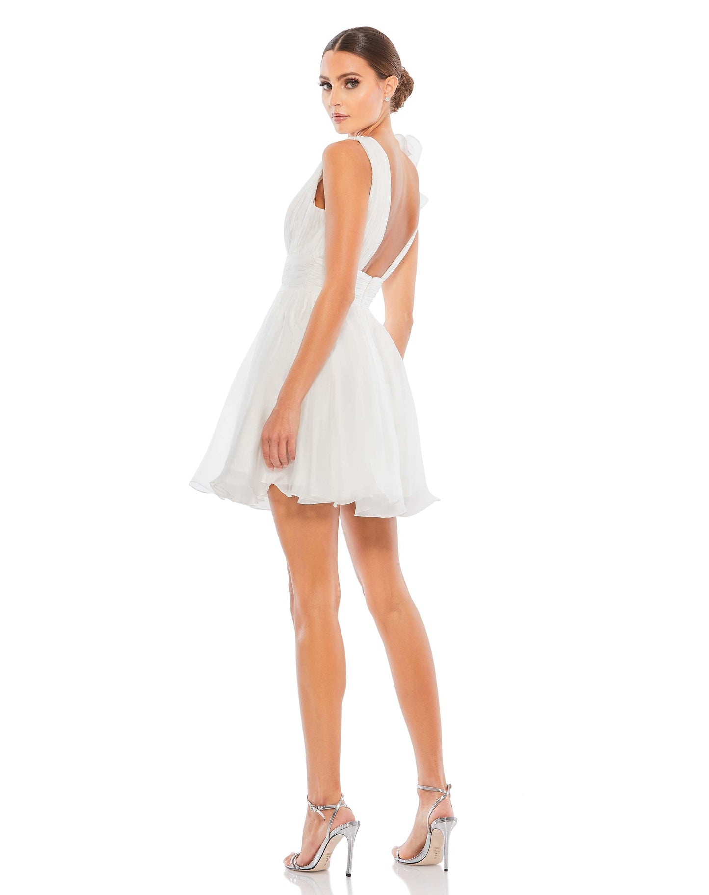 Mac Duggal Short Ruffle V Neck A Line Cocktail Dress - The Dress Outlet