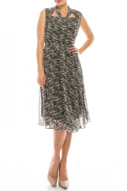 Maison Tara Zebra Print Day Dress - The Dress Outlet