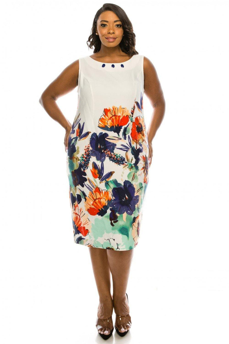 Maya Brooke Short Floral 2 Piece Dress Plus Size - The Dress Outlet Maya Brooke