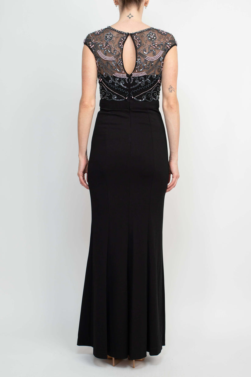 Mother of the Bride Dresses Long Cap Sleeve Mother of the Bride Dress BLACK