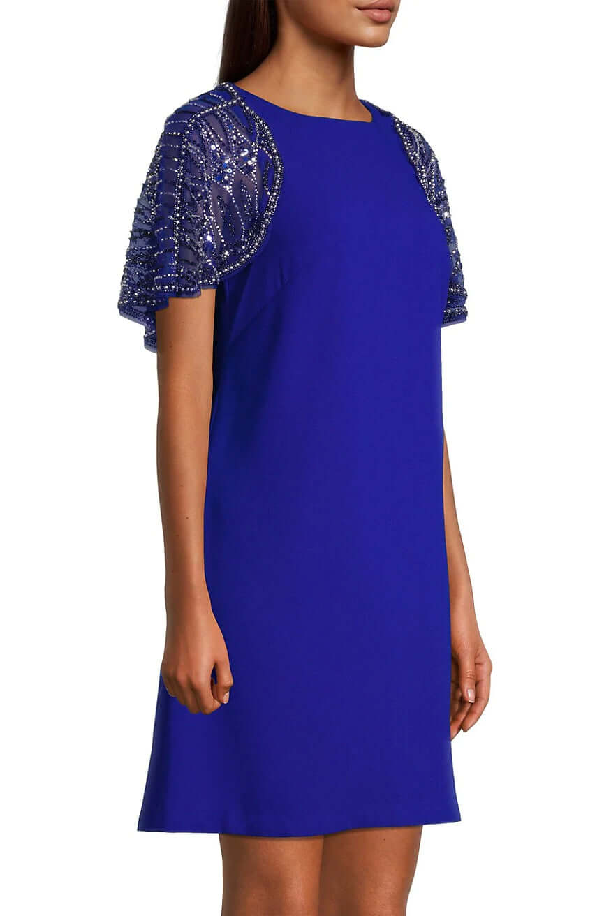 Cocktail Dresses Short Fitted Cocktail Mini Cape Dress Royal Sapphire