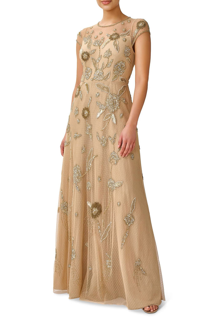 Formal Dresses Long Beaded A Line Formal Dress LIGHT GOLD