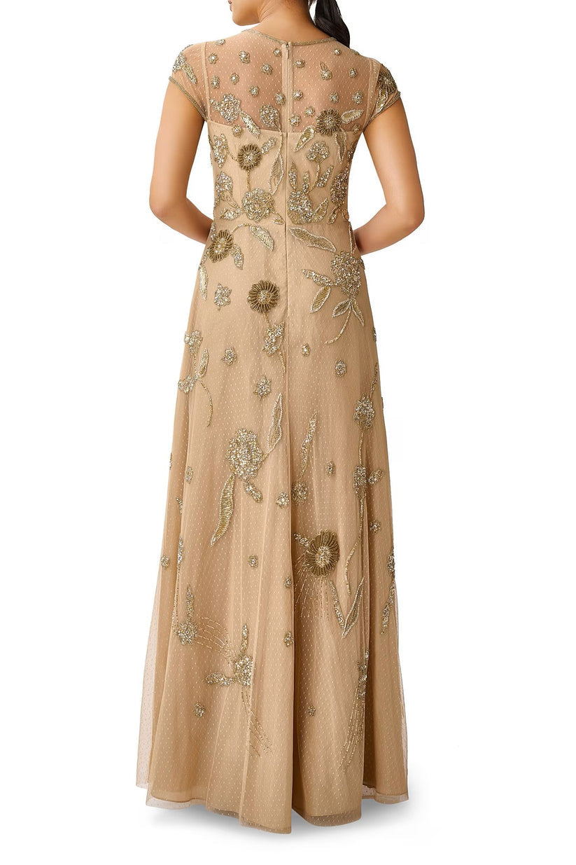 Formal Dresses Long Beaded A Line Formal Dress LIGHT GOLD