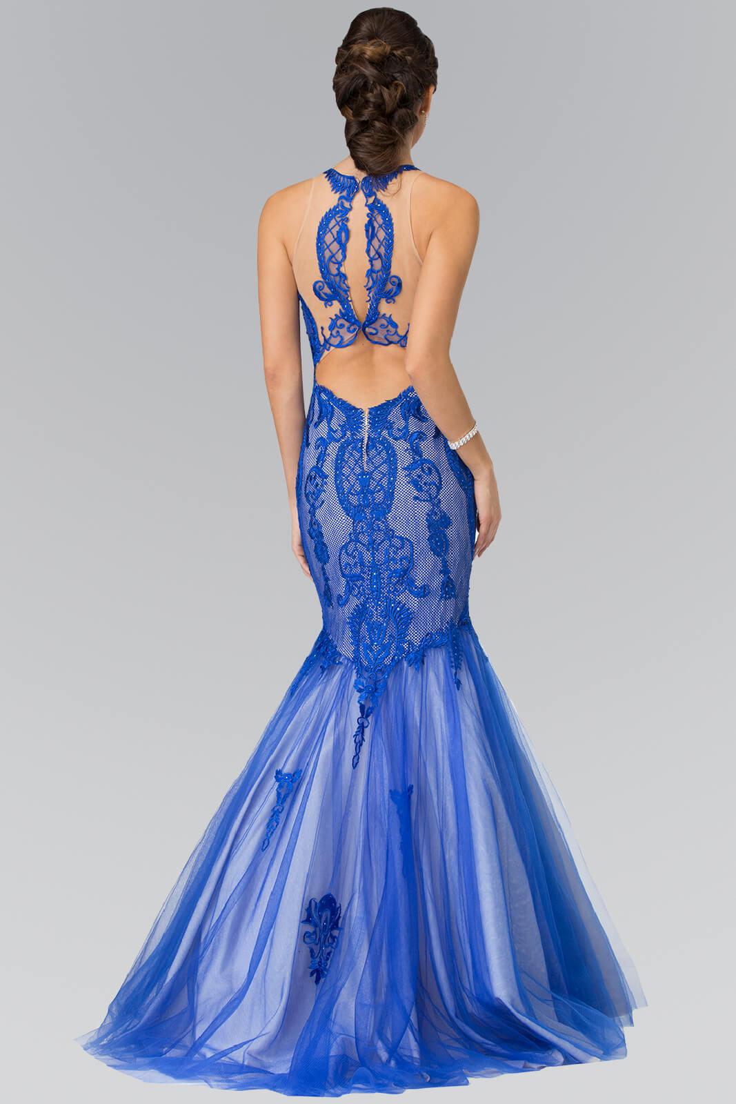 Mermaid Long Prom Halter Homecoming Gown - The Dress Outlet Elizabeth K