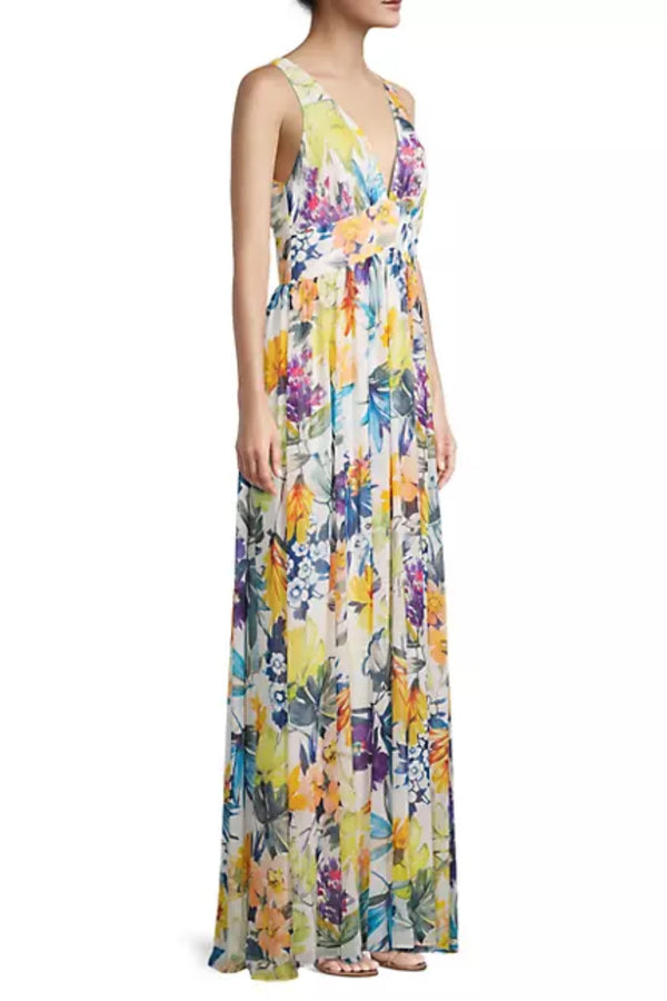 Formal Dresses Long A Line Floral Print Formal Dress Ivory Multi