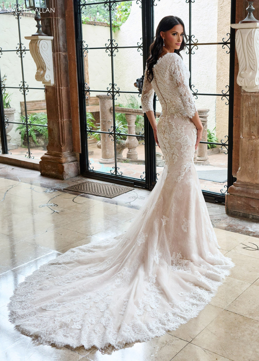 Wedding Dresses Long Glitter Lace Mermaid Wedding Dress Ivory Champagne