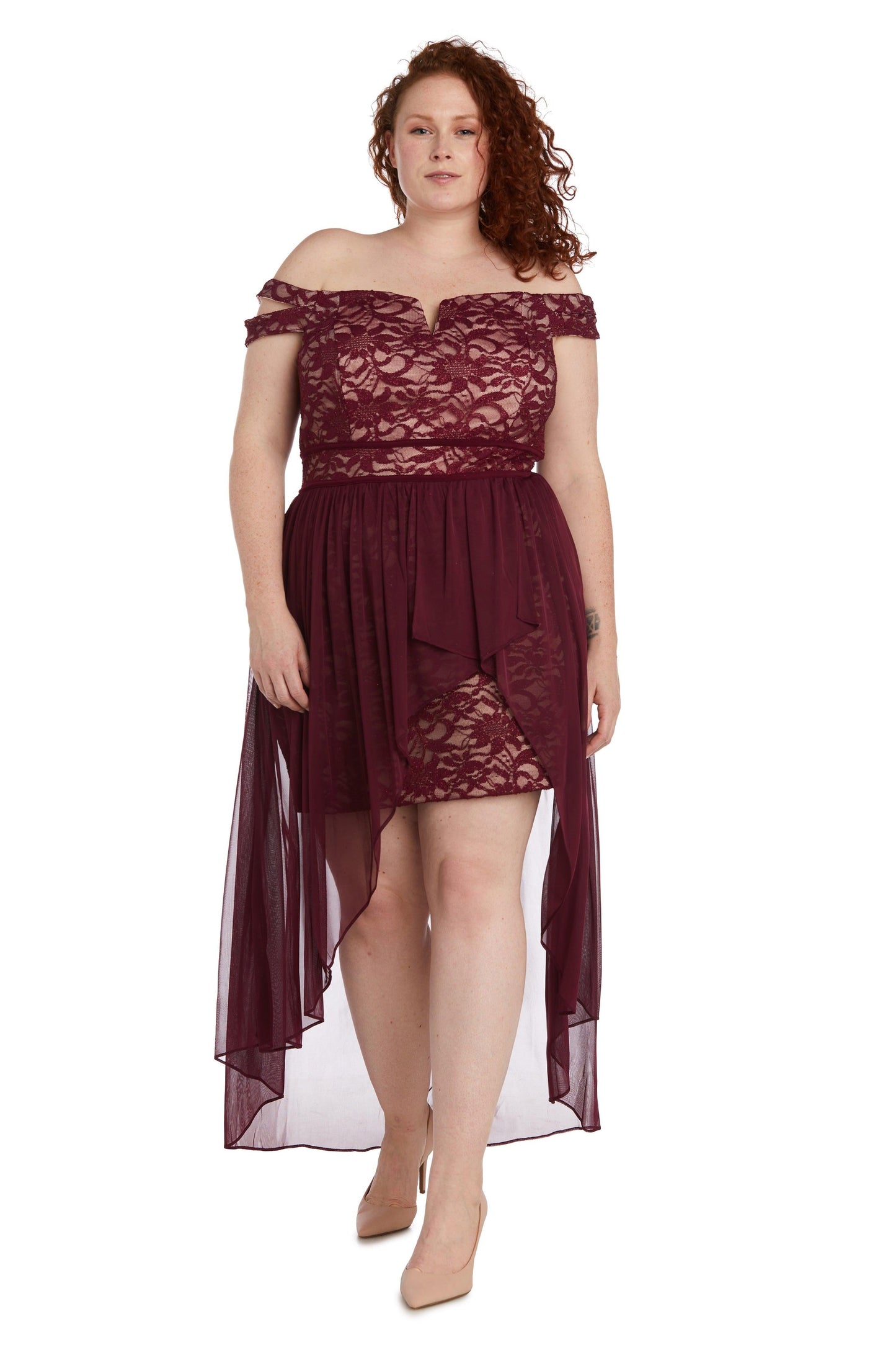 Morgan & Co Plus Size High Low Dress 12671WM - The Dress Outlet