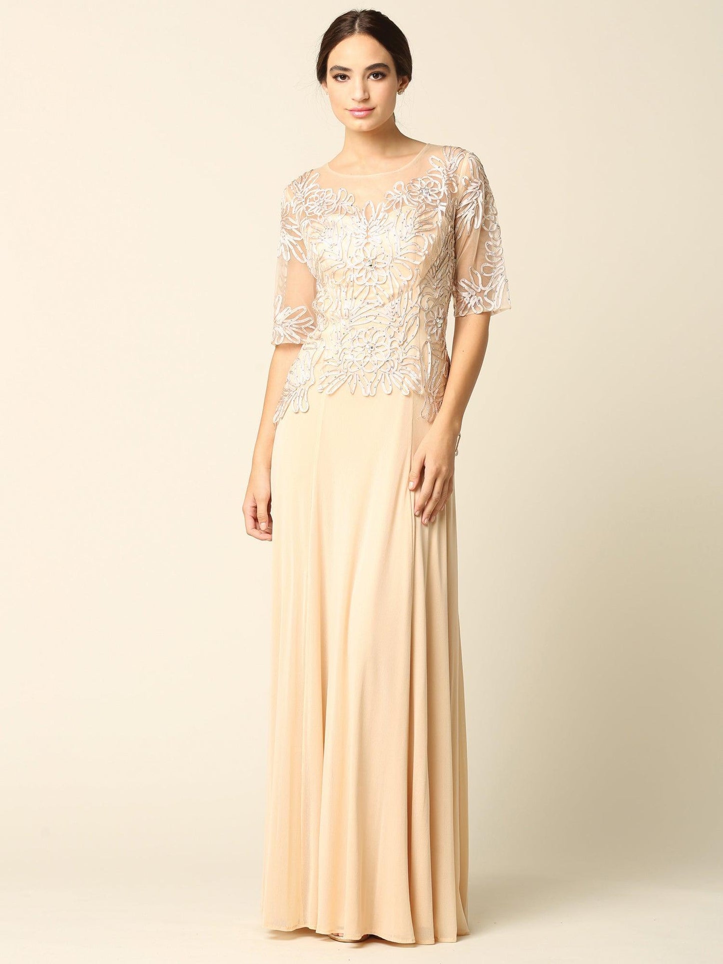 Mother of the Bride Long Formal Embroidered Dress Sale - The Dress Outlet