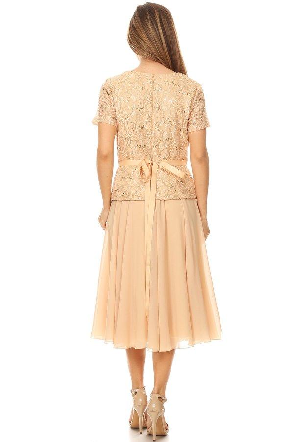 Mother of the Bride Short Dress Plus Size Gold - The Dress Outlet Sally