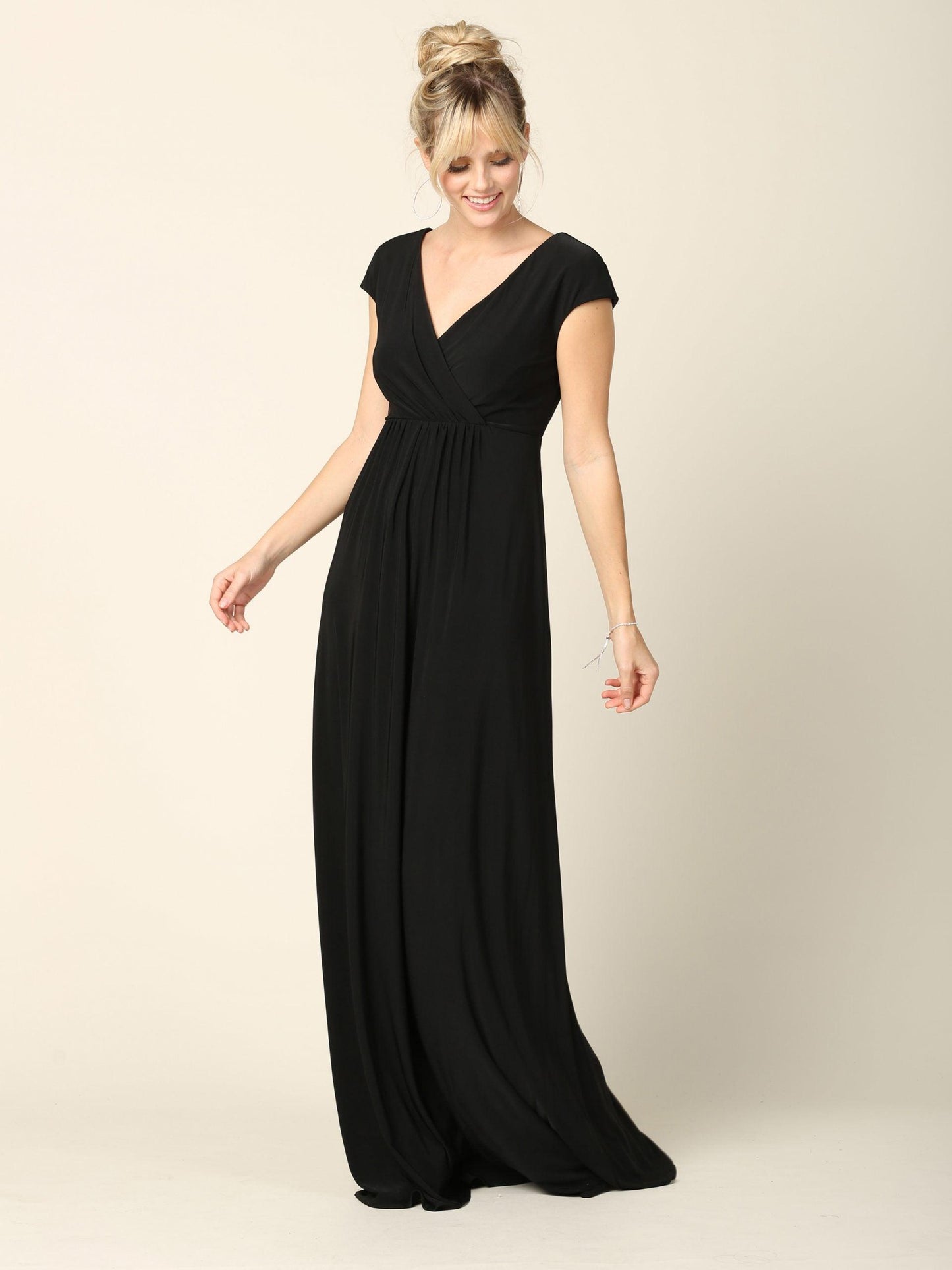 Mother of the Bride V Neck Long Formal Dress - The Dress Outlet