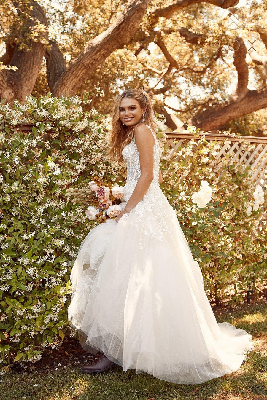 Off Shoulder A-Line Long Wedding Gown - The Dress Outlet