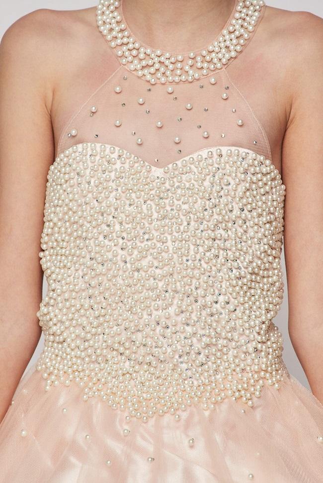 Pearl Halter Style Long Gown Flower Girl Dress - The Dress Outlet Cinderella Couture