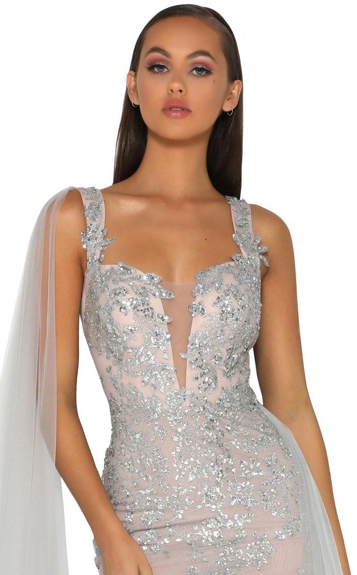 Portia And Scarlett Applique Cape Dress PS5011 - The Dress Outlet