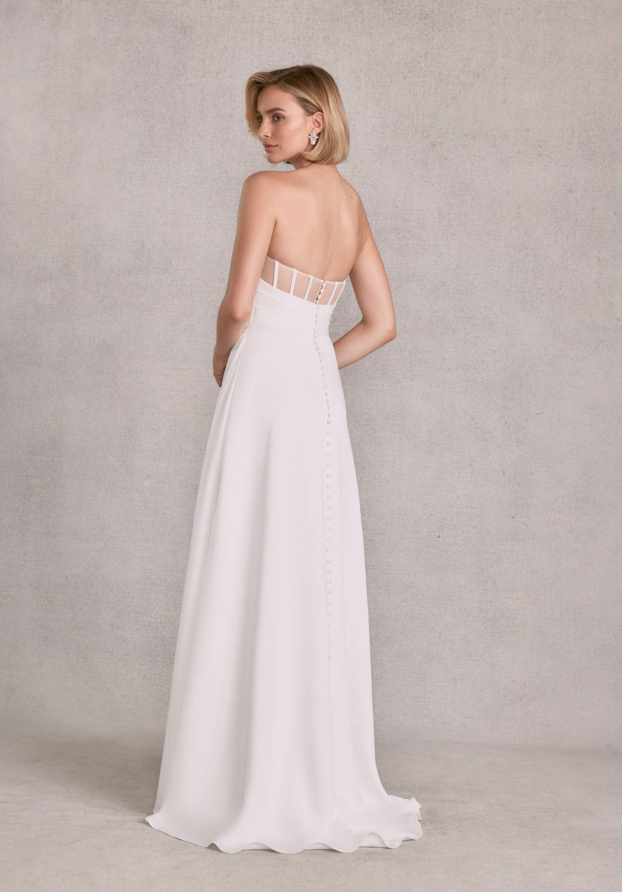 Wedding Dresses Long Corset Simple A Line Wedding Dress Ivory/Ivory