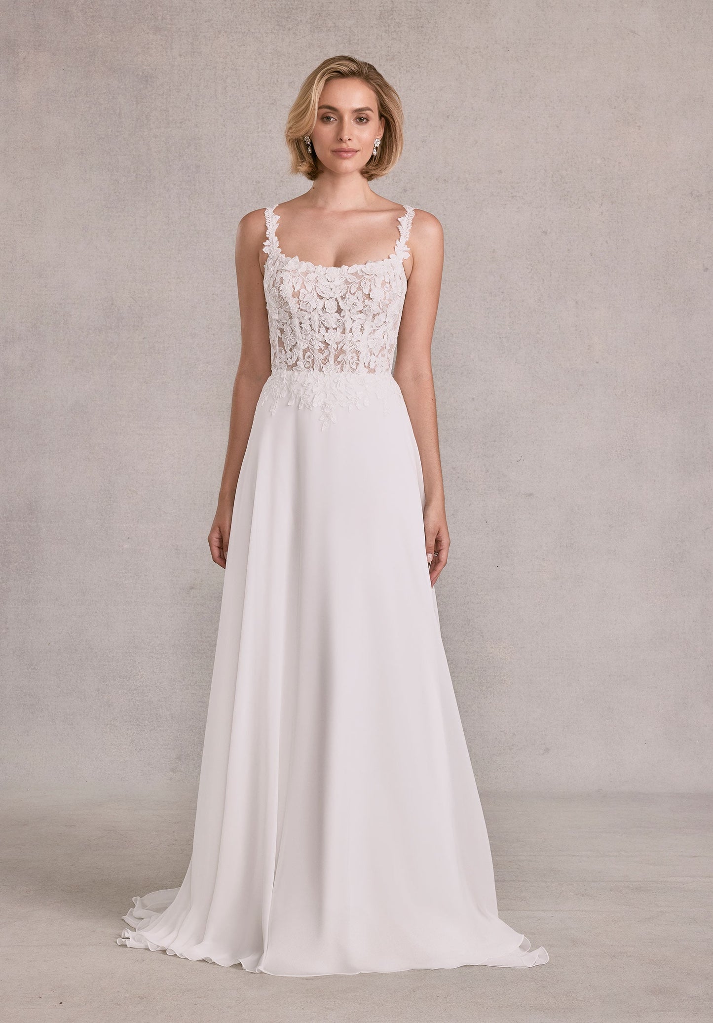 Wedding Dresses A Line Corset Long 3D Floral Applique Wedding Dress Ivory/Honey