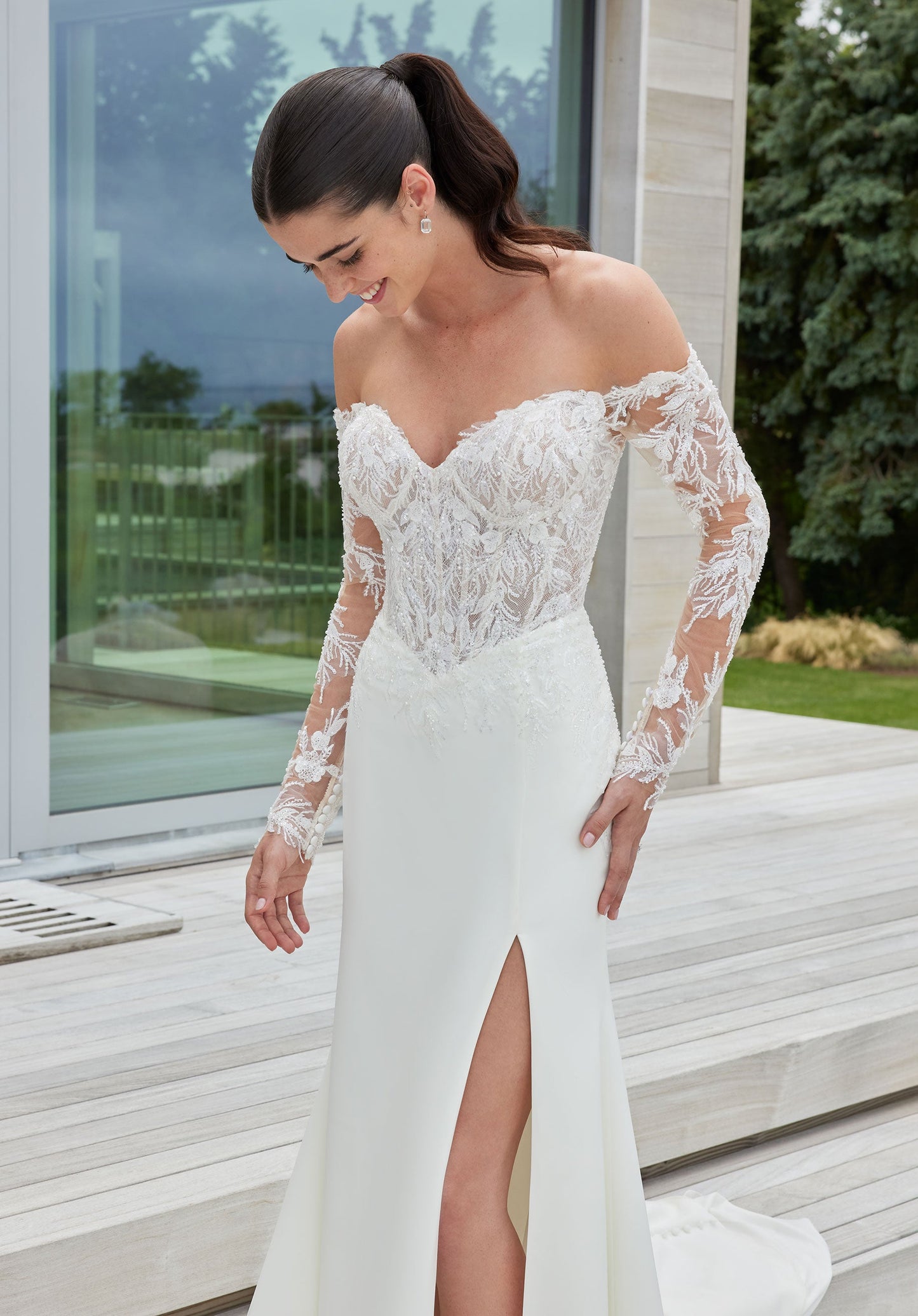 Wedding Dresses Long Simple Lace Wedding Dress  Ivory/Champagne/Honey