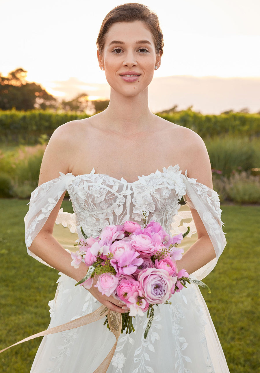 Wedding Dresses Long 3D Floral Lace A Line Wedding Dress Ivory/Ivory