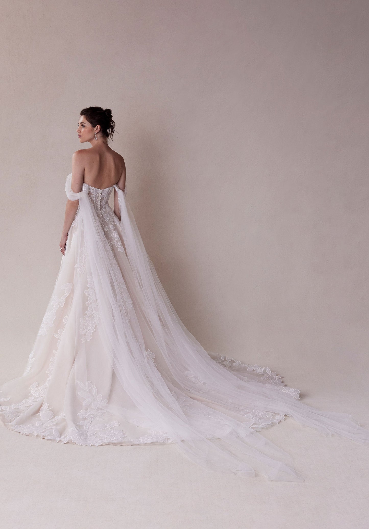 Wedding Dresses A Line Long Floral Applique Wedding Dress Ivory/Champagne/Honey