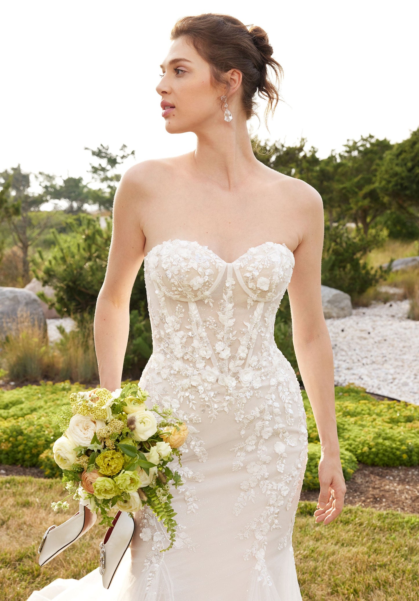 Wedding Dresses Long Beaded Corset Mermaid Wedding Dress  Ivory/Blush/Prosecco