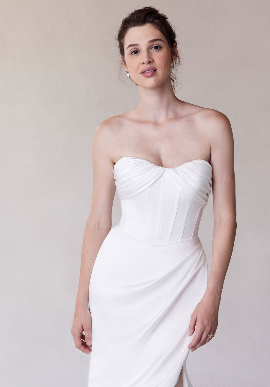 Wedding Dresses Long Corset Simple Wedding Dress Ivory