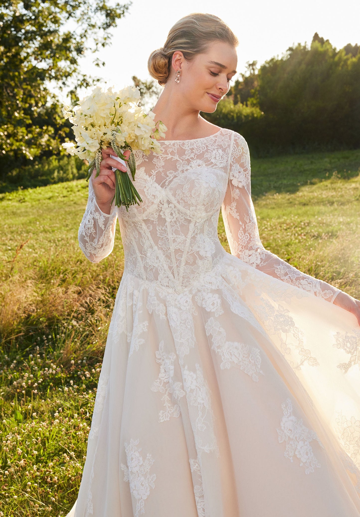 Wedding Dresses Long Sleeve Ball Gown Lace Wedding Dress Ivory/Champagne