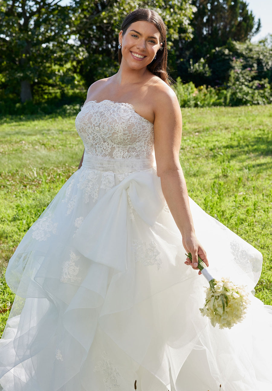 Wedding Dresses Plus Size Long Ball Gown Lace Wedding Dress Ivory/Ivory/Honey