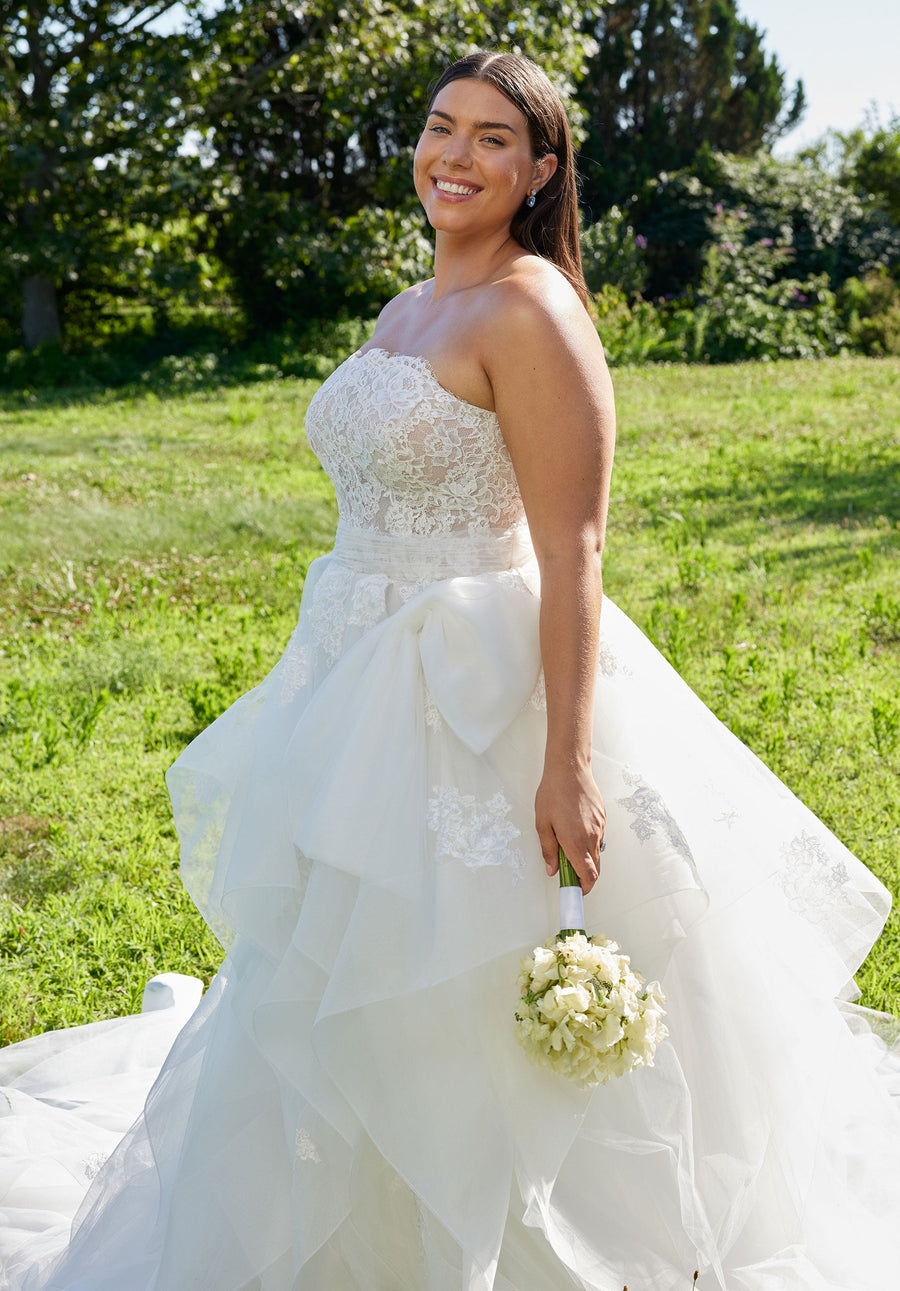 Wedding Dresses Plus Size Long Ball Gown Lace Wedding Dress Ivory/Ivory/Honey