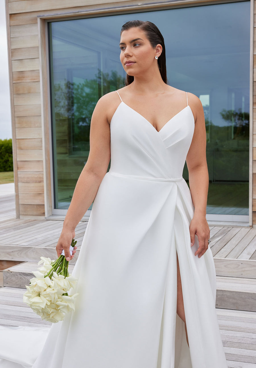 Wedding Dresses Simple Long Plus Size A Line Wedding Dress Ivory/Ivory