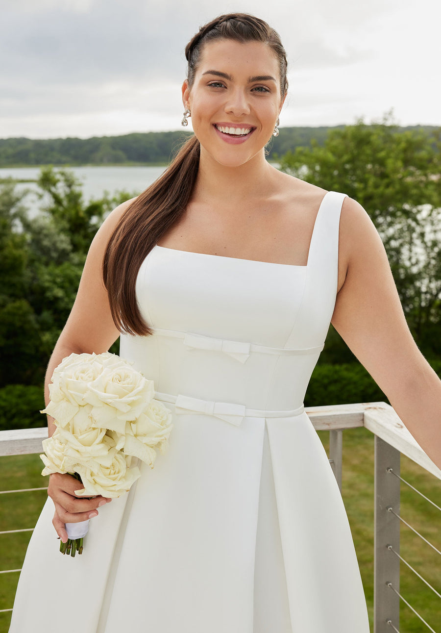 Wedding Dresses Simple Long Pleated A Line Wedding Dress Ivory
