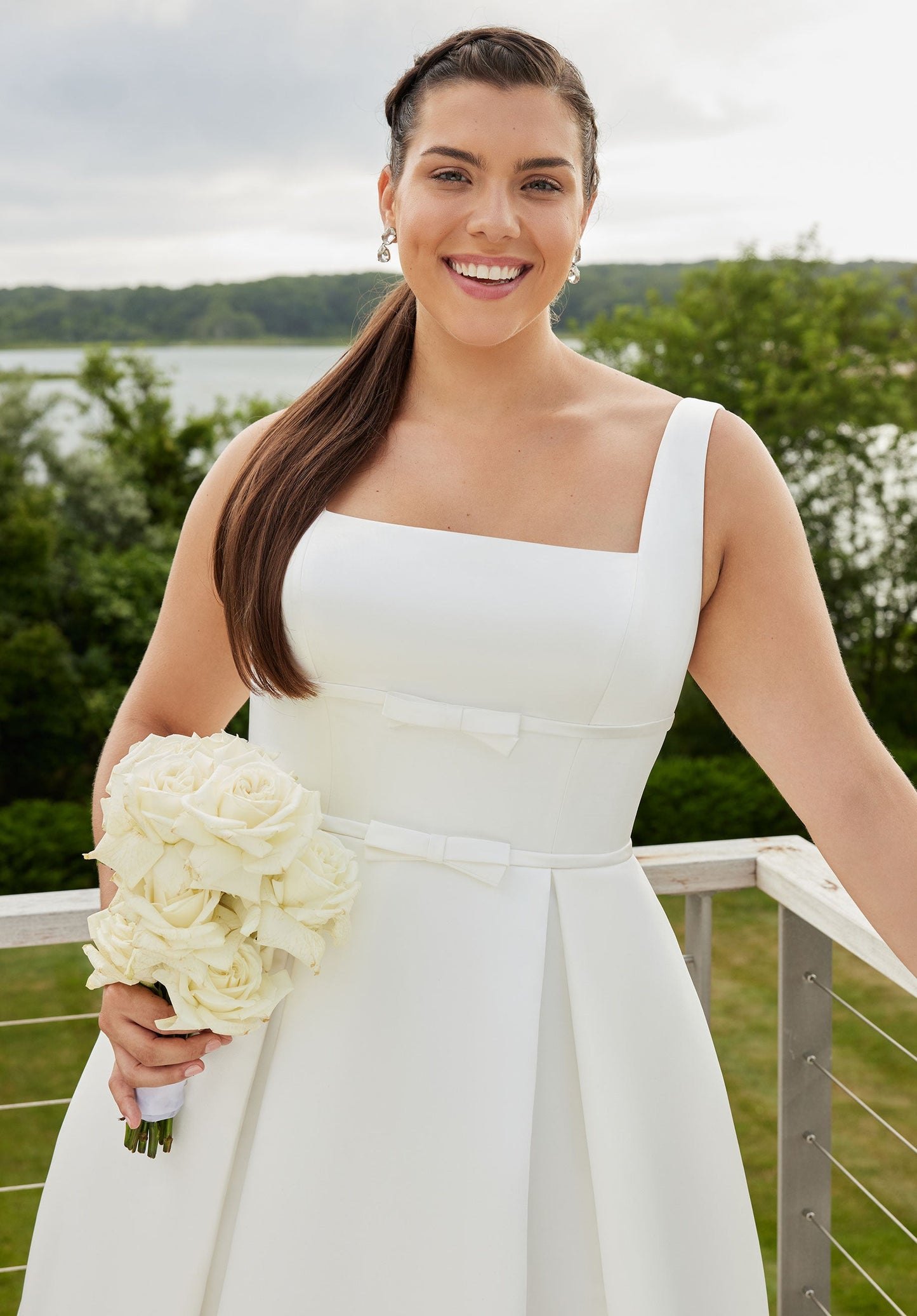 Wedding Dresses Simple Long Pleated A Line Wedding Dress Ivory