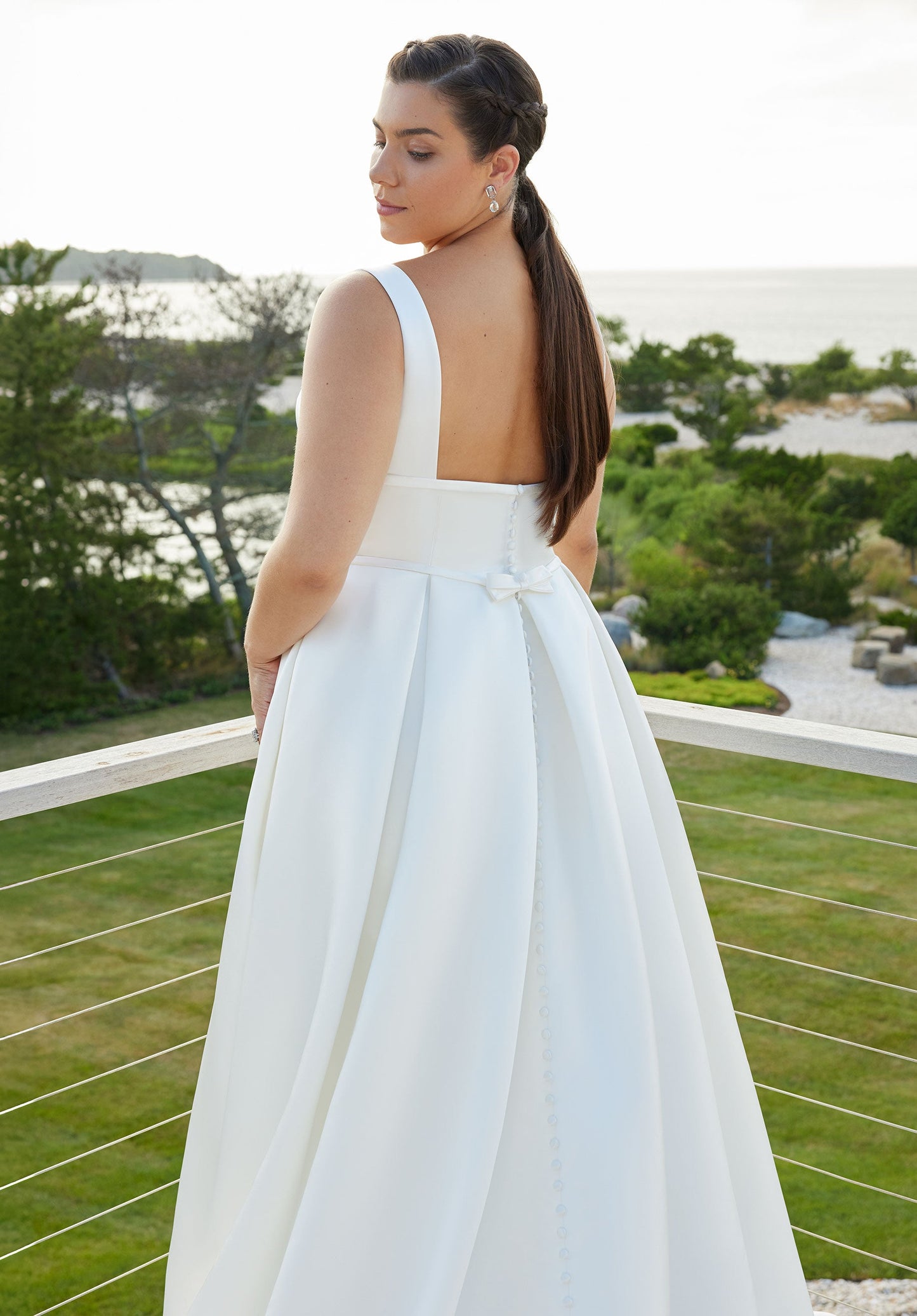 Wedding Dresses Simple Long Pleated A Line Wedding Dress Ivory